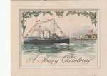 A Merry Christmas with Warship and American Flag