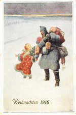 Soldier and Child with Christmas Gifts