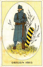 Austrian Soldier Standing at Austrian Milepost