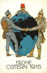Three soldiers encircling the globe