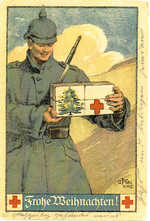 Soldier with Red Cross Package