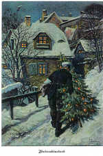 Man Dragging A Christmas Tree