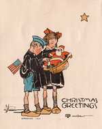 Christmas Two children holding onto Santa doll same as # 149 ak