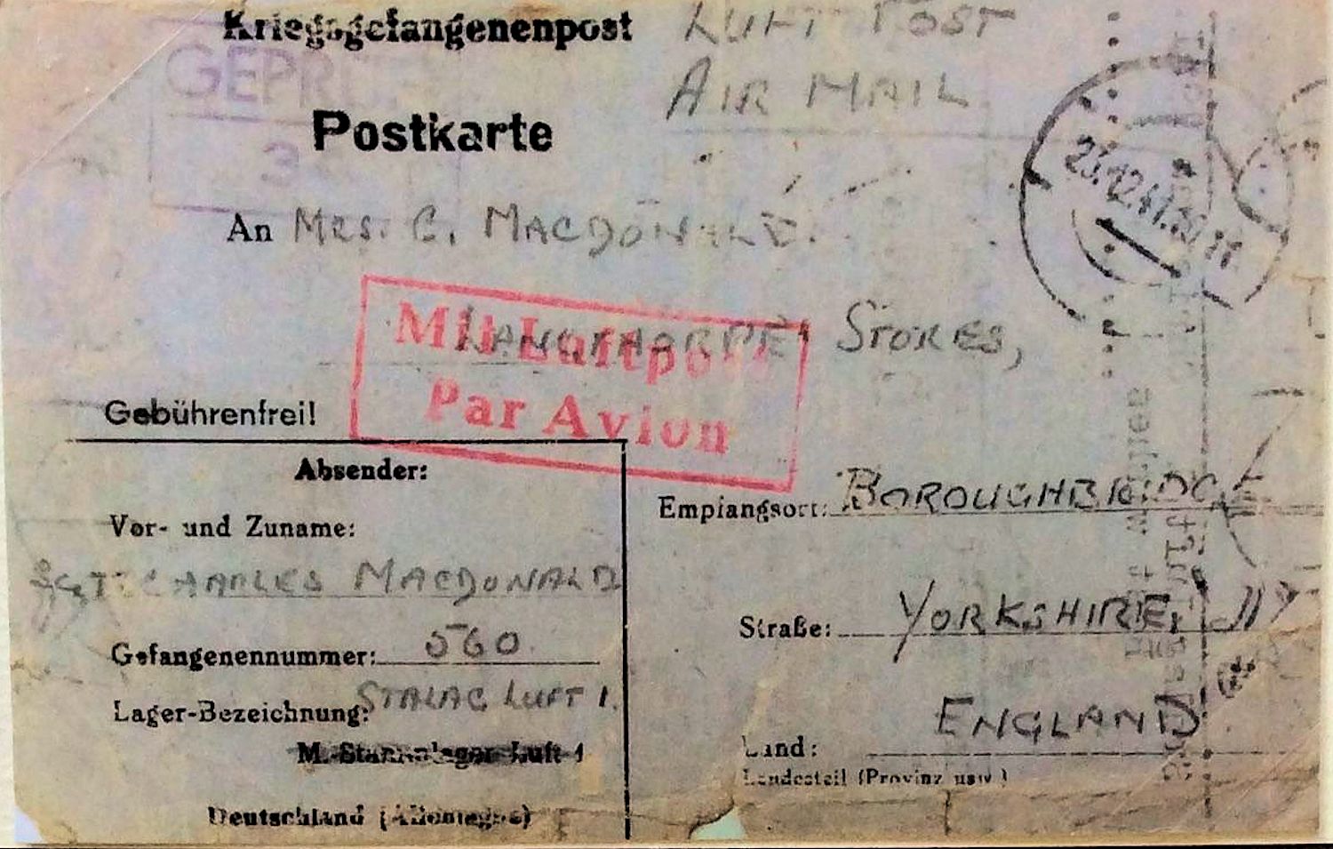
1941;Germany;Stalag Luft 1 ; WW II-Era Christmas POW Card