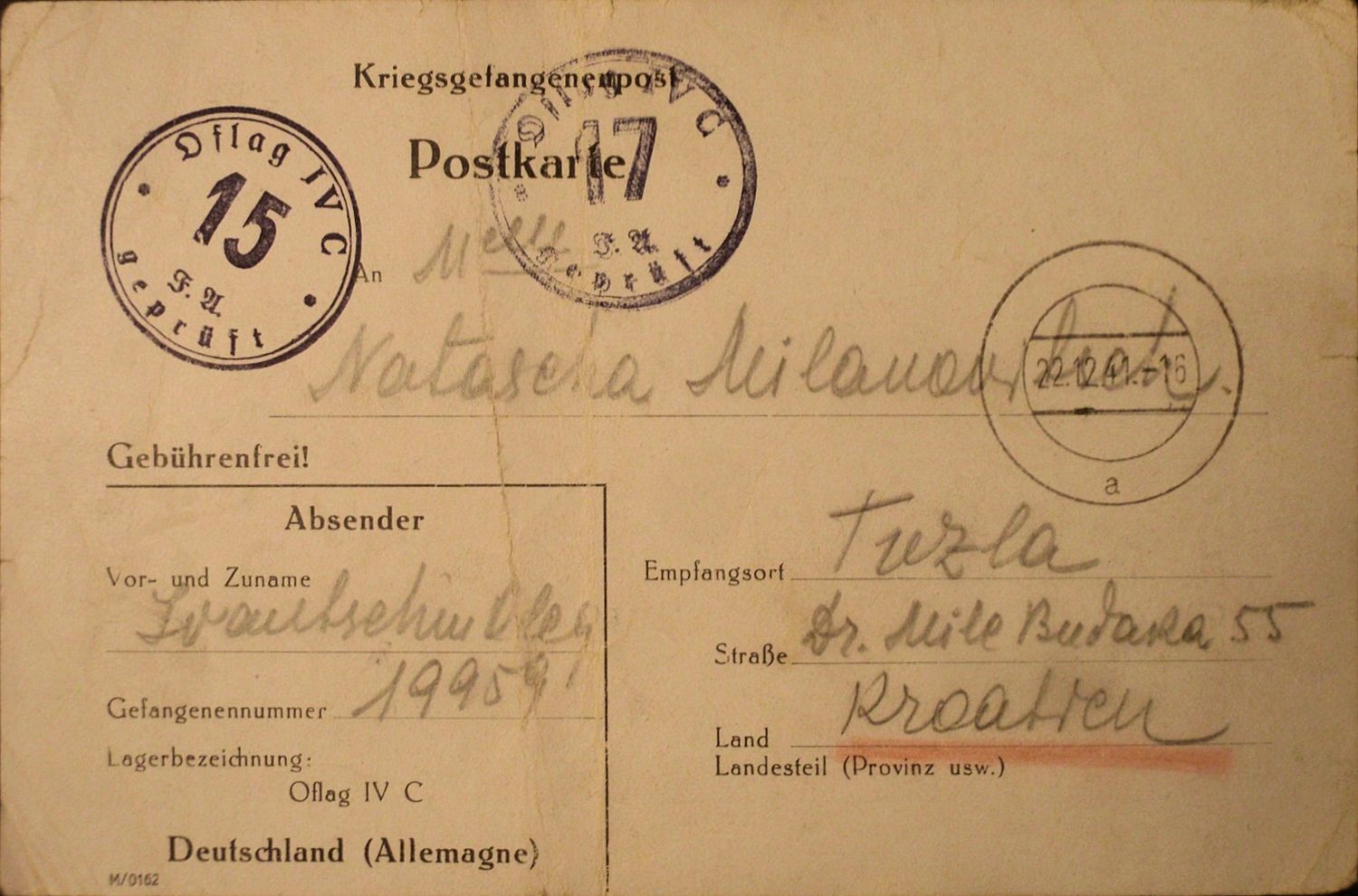 
1941;Germany;Oflag IVC ; WW II-Era Christmas POW Card