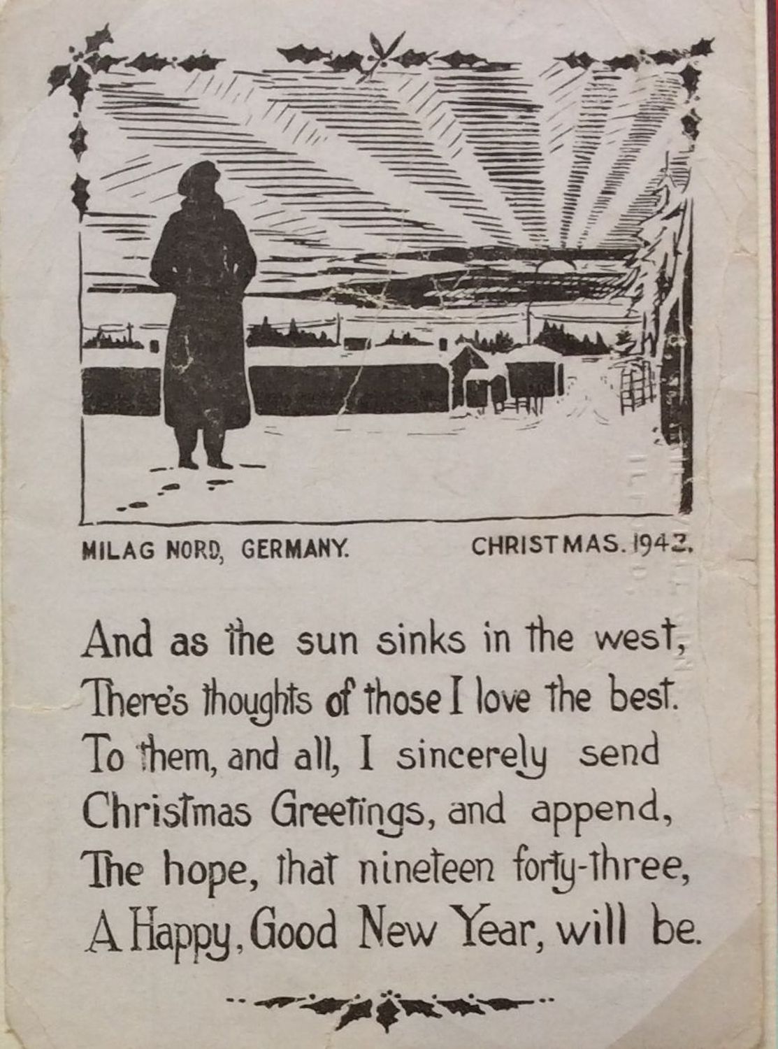 
1942;Germany;Marlag u. Milag Nord ; WW II-Era Christmas POW Card