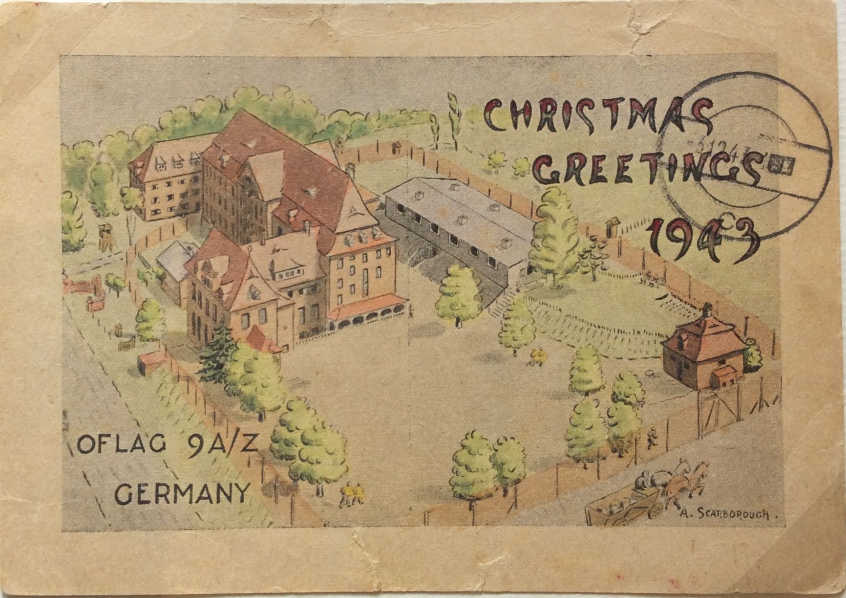
1943;Germany;Oflag IXA/H; A. Scarborough ; WW II-Era Christmas POW Card