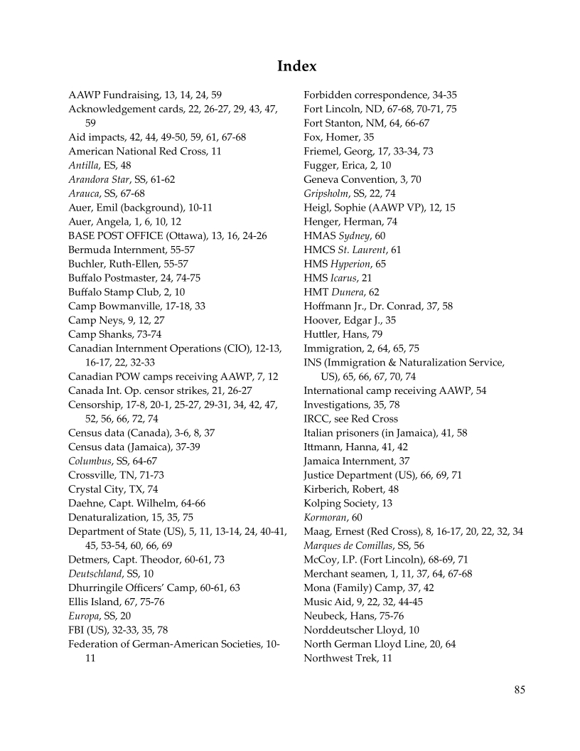 Monograph #1 Index, Page 1