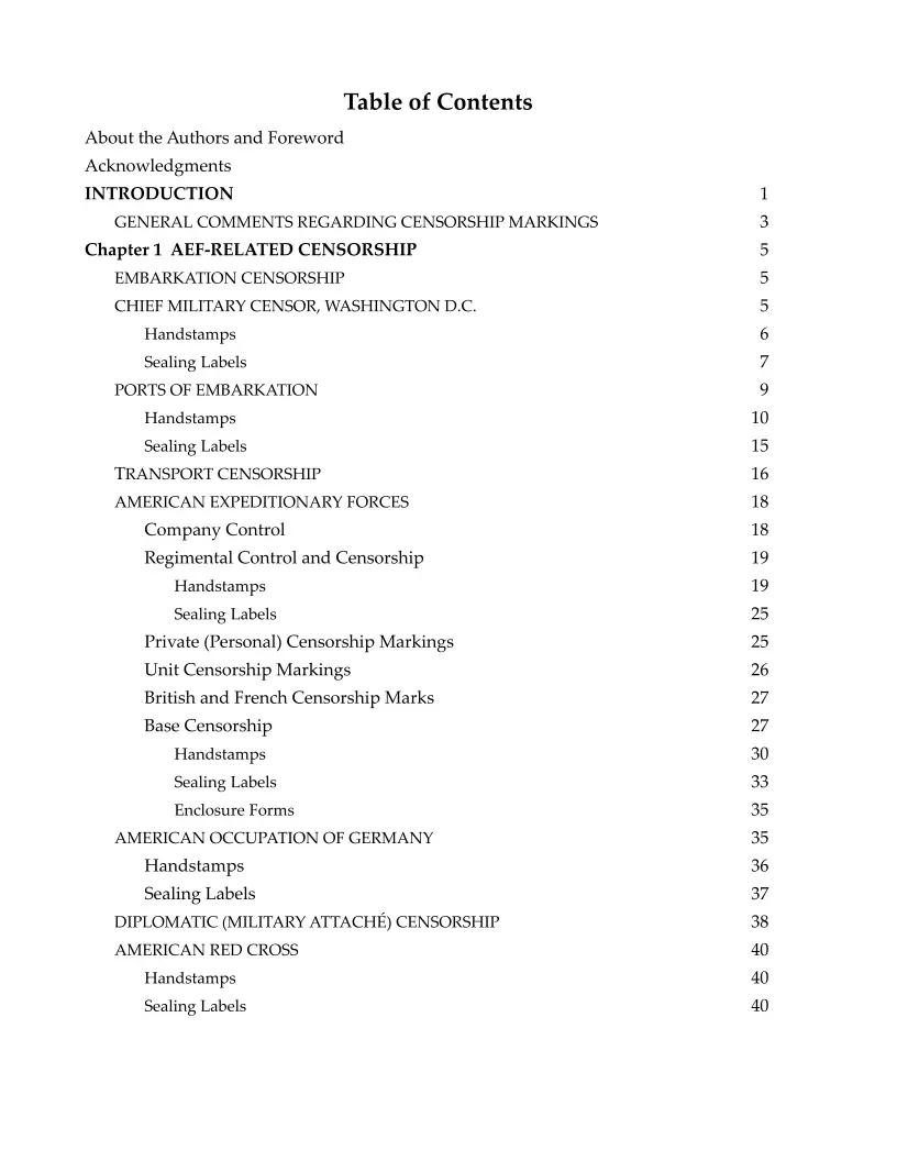 Monograph #4 Table of Contents, Page 1
